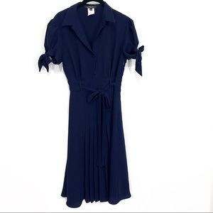 ABS Allen Schwartz Navy Pleated Dress